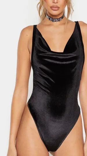 Pretty Little Thing Black BodySuit Size 12 thumbnail 2