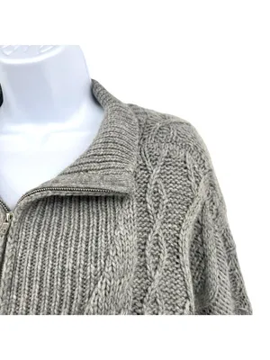 Lucky Brand Gray Cable Knit Half-Zip Pullover Sweater Womens Size Large thumbnail 4