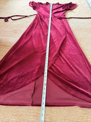 BHLDN Anthropologie Dover Burgundy Velvet Wrap Maxi Dress Size L Made in USA thumbnail 6
