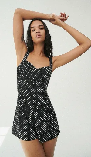 Zara Black Polka Dot Sleeveless Sweetheart Neck Playsuit Jumpsuit Romper XS thumbnail 1