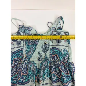 Roxy Dance to the Beat Sundress Womens S Paisley Crochet Blue Coral Pockets Boho thumbnail 7