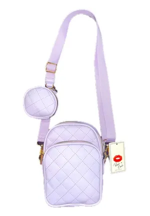 NWT Vegan Leather 2-Piece Lavender Crossbody Phone Holder thumbnail 1