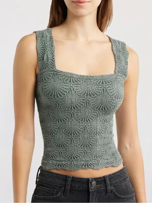 Free People Love Letter Camisole Top in Emerald thumbnail 1