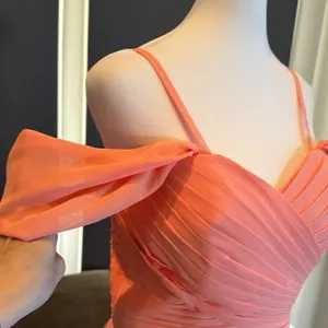 Women’s Full Length Chiffon Off the Shoulder Bridesmaid Formal Dress Size 4 thumbnail 3