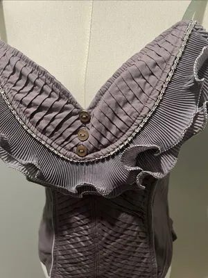 Pleated Ruffle V-Neck Cami Top in Dusty Mauve thumbnail 5