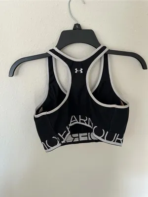 Under Armour Black Sports Bra with Light Gray Trim thumbnail 3