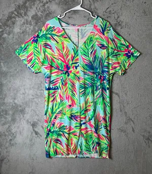 Lilly Pulitzer Island Time Lindley Caftan Shift Dress Small Tropical‎ Resort thumbnail 1