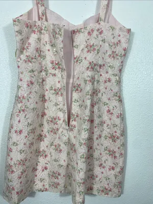 Storia pink floral lace and sequin corset-style mini dress, Size M 100% Rayón thumbnail 8