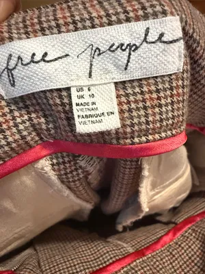 Free People Plaid High-Waist Belted Shorts in Gray-Taupe thumbnail 7