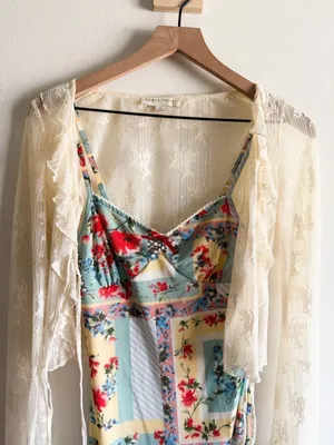 Thirty / Thirty Patchwork Print Dress with Lace Shawl Size S thumbnail 6