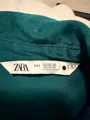 Zara Emerald Green Satin Button-Down Shirt thumbnail 3