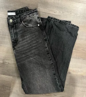 ZARA Black Washed Straight High-Rise Jeans thumbnail 1