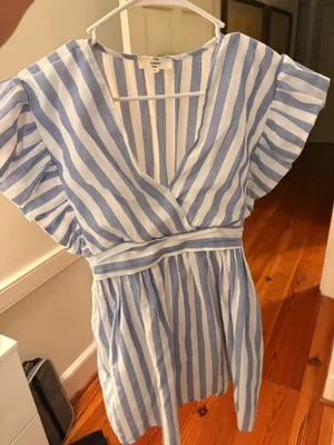 Entro white and blue striped dress.  thumbnail 1