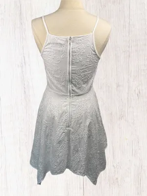 ALTAR’D STATE Embroidered 100% Cotton Asymmetric Fit & Flare White Dress,‎ Large thumbnail 7