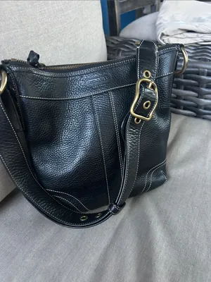Coach vintage y2k black pebbled leather Bleecker bag gothic 10398 slim duffle thumbnail 2