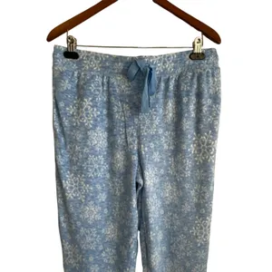Jaclyn Intimates‎ Women Pajama Set L Blue Snowflake Long Sleeve Cozy Lounge thumbnail 4