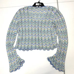 Derek Lam 10 Crosby Blue Knit crochet Top cardigan Medium thumbnail 5