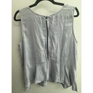 Cloth & Stone Tank Top Chambray Size M Blue Sleeveless Open Back Boho Preppy thumbnail 5