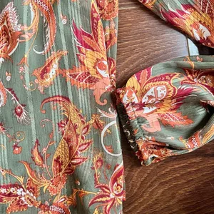 Frye Women's Green and Orange Floral Top thumbnail 5