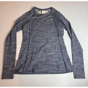 Under Armour Womens Long Sleeve Athletic Top Blue Heathered Thumb Holes‎ Medium thumbnail 1