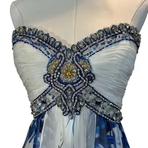 Terani Cocktail Dress 100% Silk Y2K Fairy Beaded Short Sheer Lined Flowy SZ 2 thumbnail 3