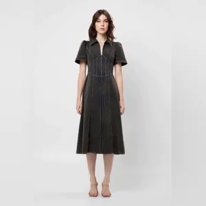 ELLIATT Matisse Denim Short Sleeve Midi Dress Black Size S NWT thumbnail 3