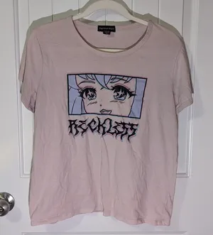 Streetwear Society Reckless Anime Cropped T-shirt Pale Pink Women's XLarge thumbnail 1