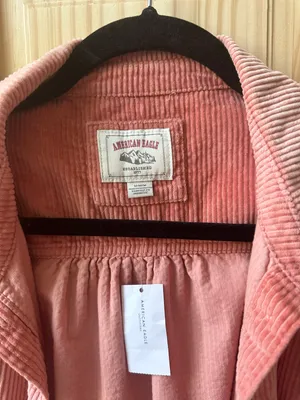 Pink Corduroy Button up Blouse Balloon Sleeves thumbnail 4