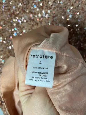 Retrofete Bronze Rose Gold Sequin Long Sleeve Nikki Mini Dress Evening Party thumbnail 9
