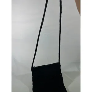 The Sak Crochet Crossbody Bag Black Woven Strap Zipper Closure Y2K Boho‎ Artisan thumbnail 5