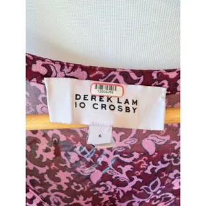 Derek Lam 10‎ Crosby Paisley Mini Dress Womens Burgundy Pink Size 6 thumbnail 2