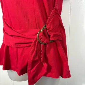Anthropologie Maeve Dakota Red Short Sleeve Wrap Belted T-Shirt Large L Holiday thumbnail 2
