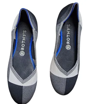 Rothy’s The Flat Captoe‎ Plaid Ballet Flats Shoes Black White Size: 10 thumbnail 1
