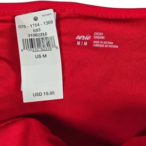 Aerie Red OG Cheeky Bikini Bottom Womens Medium NWT Solid‎ Low Rise Swimwear thumbnail 3
