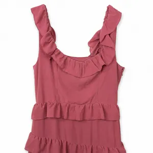 NEW Compelling Romantic Rusty Rose Ruffled Tiered Garden Party Maxi Dress Large thumbnail 6