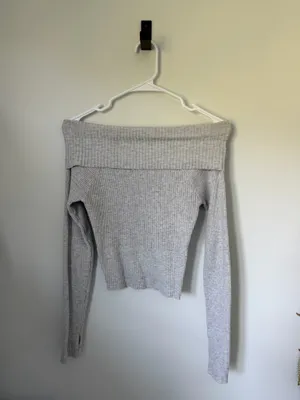 Princess Polly Grey Off-The-Shoulder Sweater thumbnail 2