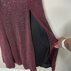 Fiesta Fashion VTG 90s Whimsigoth‎ Maxi Dress Gown M Burgundy Glitter Event Party Cocktail thumbnail 6