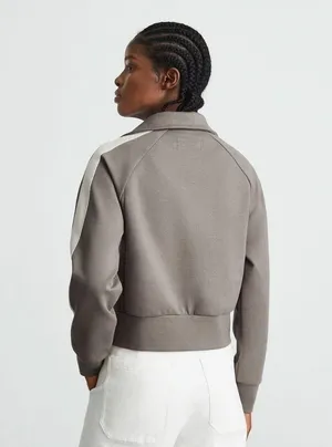 Everlane The Dream Zip-Up Side Stripe Sporty Knit Crop Jacket In Clay XS thumbnail 15