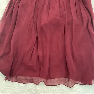 J. Crew Womens Size 6 Nadia Strapless Bridesmaid Dress Burgundy Red Silk Chiffon thumbnail 9