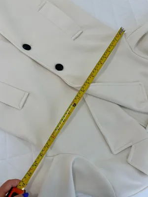 Bershka Ivory Long Coat Quiet Luxury Minimalist Old Money Tailored Classic Size S thumbnail 7