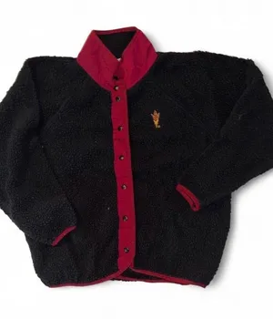 PINK Victoria's Secret Black Arizona State (ASU)Sherpa Jacket with Burgundy Trim thumbnail 1