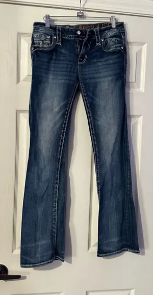 Rock Revival Bliss Dark Indigo Bootcut Jeans are a size 27. thumbnail 1