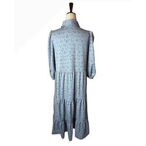 Levi's Cynthia Midi Dress Women Medium Blue Floral Button Front Prairiecore Boho thumbnail 3