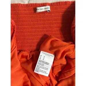 American Eagle Orange Cotton Linen Halter Neck Tiered Dress Women’s Size Medium thumbnail 8