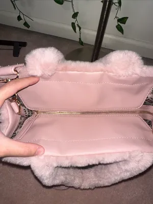 Juicy Couture Pink Let’s Get Cozy Faux Fur Tote Bag Removable Strap With Zipper thumbnail 3