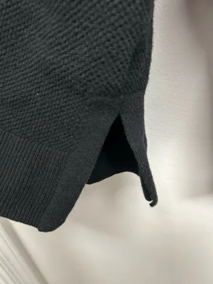 GAP Women's Black Textured Waffle Knit Round Neck Sweater thumbnail 3