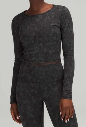Lululemon Wunder Train Cropped Long Sleeve Shirt Hideaway Camo Size 6 thumbnail 1