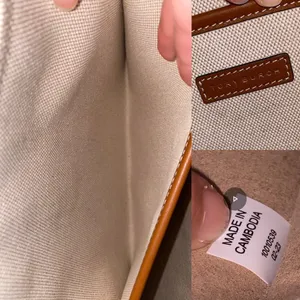 Tory Burch Bag Blake Canvas Jumbo Tote Leather Natural Classic Cuoio GUC thumbnail 5