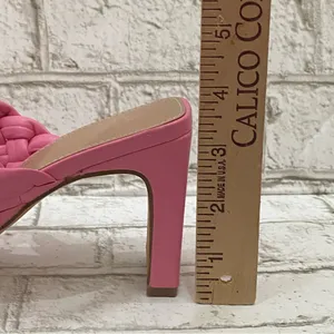 BCBGeneration Pink “Finaa” Slide Chunky Braided Woven Strap Heel Sandal Size 7 thumbnail 9
