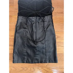 Edikted Dani Open Back Faux Leather Mini Dress Black Lace Up Small Bodycon thumbnail 9